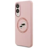 Dėklas Karl Lagerfeld Silicone Double Heads And Circle MagSafe Samsung Galaxy S25 Edge rožinės spalvos