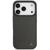 Dėklas Mercedes Leather Large Laurel Leave MagSafe iPhone 17 Pro antracito spalvos