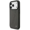 Dėklas Mercedes Leather Large Laurel Leave MagSafe iPhone 17 Pro antracito spalvos