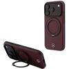 Dėklas Mercedes Leather su žiediniu stovu MagSafe, skirtas iPhone 18 Pro Max / 17 Pro Max, bordo spalvos