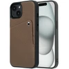 Dėklas Selencia Riva nugarėlė su kortelių dėklu, skirta iPhone 15 – Mocha Brown