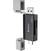 Devia atminties kortelių skaitytuvas 2in1 EL240 USB/USB-C 3.0 juodos spalvos