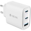 Devia laidinis įkroviklis Extreme PD GaN 65W 2x USB-C 1x USB baltos spalvos + kabeliu USB-C - USB-C laptop charger