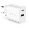 Devia sieninis įkroviklis Smart PD 1x USB-C 1x USB 20W baltas