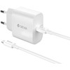 Devia laidinis įkroviklis Smart PD GaN 30W 1x USB-C baltos spalvos + kabelis USB-C - Lightning