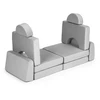Didelė 2 vietų modulinė sulankstoma sofa vaikams „pasidaryk pats“ su 10 minkštų pagalvių – pilka ECOTOYS