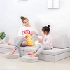 Didelė 2 vietų modulinė sulankstoma sofa vaikams „pasidaryk pats“ su 10 minkštų pagalvių – pilka ECOTOYS