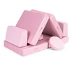 Didelė sulankstoma modulinė sofa vaikams „pasidaryk pats“, 8 minkštos pagalvės – rožinė ECOTOYS