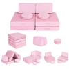Didelė sulankstoma modulinė sofa vaikams „pasidaryk pats“, 8 minkštos pagalvės – rožinė ECOTOYS