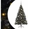 Dirbtinis prieššventinis eglutė su šviesomis Juoda 180 cm PVC