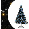 Dirbtinis prieššventinis eglutė su šviesomis Juoda 120 cm PVC