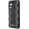 Dėklas DKNY Leather Checkered Pattern MagSafe Samsung Galaxy S25 juodos spalvos