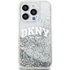 DKNY Liquid Glitter Arch Logo dėklas telefonui Apple iPhone 14 Pro skaidrus