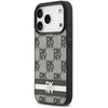DKNY PU Leather Checkered Pattern and Stripe dėklas skirtas Apple iPhone 17 Pro juodos spalvos
