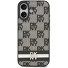 DKNY PU Leather Checkered Pattern and Stripe dėklas skirtas Apple iPhone 17 juodos spalvos