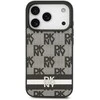 DKNY PU Leather Checkered Pattern and Stripe dėklas skirtas Apple iPhone 17 Pro juodos spalvos