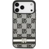 DKNY PU Leather Checkered Pattern and Stripe dėklas skirtas Apple iPhone 17 Pro Max juodos spalvos