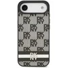 DKNY PU Leather Checkered Pattern and Stripe dėklas skirtas Apple iPhone Air juodos spalvos
