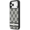 DKNY PU Leather Checkered Pattern and Stripe dėklas skirtas Apple iPhone 17 Pro Max juodos spalvos