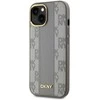 DKNY PU Leather Checkered Pattern Magsafe dėklas telefonui Apple iPhone 15 rusvai gelsvas