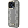 DKNY PU Leather Checkered Pattern Magsafe dėklas telefonui Apple iPhone 15 Pro Max rusvai gelsvas