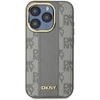 DKNY PU Leather Checkered Pattern Magsafe dėklas telefonui Apple iPhone 15 Pro Max rusvai gelsvas