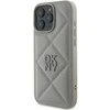 DKNY PU Leather Quilted Stack Logo Apple iPhone 16 Pro Max dėklas telefonui pilkos spalvos