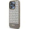 DKNY PU Leather Repeat Pattern Bottom Stripe MagSafe dėklas telefonui Apple iPhone 14 Pro Max rudos spalvos