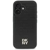 DKNY PU Leather Repeat Pattern Stack Logo MagSafe Apple iPhone 16 Plus dėklas telefonui juodos spalvos