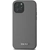 DKNY PU Leather Sidabrinis Metal Logo Magsafe dėklas telefonui Apple iPhone 12/12 Pro pilkos spalvos