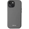 DKNY PU Leather Sidabrinis Metal Logo Magsafe dėklas telefonui Apple iPhone 14 pilkos spalvos