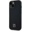 DKNY PU Leather Stack Logo Magsafe Dėklas, skirtas Apple iPhone 15 juodos spalvos