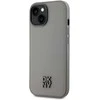 DKNY PU Leather Stack Logo Magsafe dėklas telefonui Apple iPhone 15 pilkos spalvos