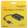 DeLOCK 0.16m DisplayPort/VGA+HDMI+DVI Juodas