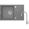 Granitinė virtuvinė plautuvė Deante Corio su maišytuvu, ZRCPS113, Metallic pilkas+Pilkas/steel
