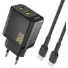 Dudao A27 MaxC 35W laidinis įkroviklis + USB-C kabelis – juodos spalvos