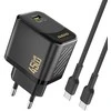 Dudao A28C 45W GaN laidinis įkroviklis + USB-C kabelis – juodos spalvos