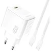 Dudao A28C 45W GaN laidinis įkroviklis + USB-C kabelis – baltos spalvos