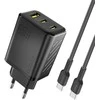 Dudao A29C 65W GaN laidinis įkroviklis + USB-C kabelis – juodos spalvos