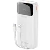 Dudao K15Pro Power Bank 20000mAh 22.5W PD USB-C / USB-A / integruotais Lightning ir USB-C kabeliais – baltos spalvos