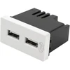 Dvigubas USB lizdas PNI UB20, 5V, 2.4A, modulinis, įmontuojamas, F tipo 1/2, stikliniam rėmeliui RM101W, RM202W