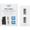 Dvigubas USB lizdas PNI UB20, 5V, 2.4A, modulinis, įmontuojamas, F tipo 1/2, stikliniam rėmeliui RM101W, RM202W