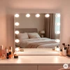 Ecotoys LED makiažo veidrodis 50×40 cm kosmetinis su apšvietimu 3 spalvos 13 lempučių ModernHome