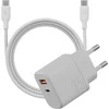 Energea Laidinis įkroviklis Bazic Goport Velox Kit 1xUSB-C 1xUSB-A GaN 35W with cable baltos spalvos