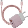 Energea Laidinis įkroviklis Bazic GoPort Velox Kit USB-C/USB-A GaN 35W su kabeliu, rožinis