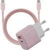 Energea Laidinis įkroviklis Bazic GoPort Velox Kit USB-C/USB-A GaN 35W su kabeliu, rožinis
