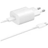 EP-TA800EWE + EP-DA905BWE Samsung 25W kelioninis įkroviklis + USB-C/USB-C Data kabelis baltos spalvos (OOB Bulk)
