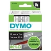 Etikečių juostelė Dymo D1, 19mmx7m, baltos spalvos juostelė ir juodos spalvos šriftas
