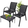 Extralink Juodas Forest Garden Furniture Set, Textilene Two Chairs + Juodas Table lauko baldų komplektas Juoda
