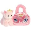 AURORA FANCY PALS Pliušinis žaislas - kačiukas rožiniame krepšyje, 20 cm